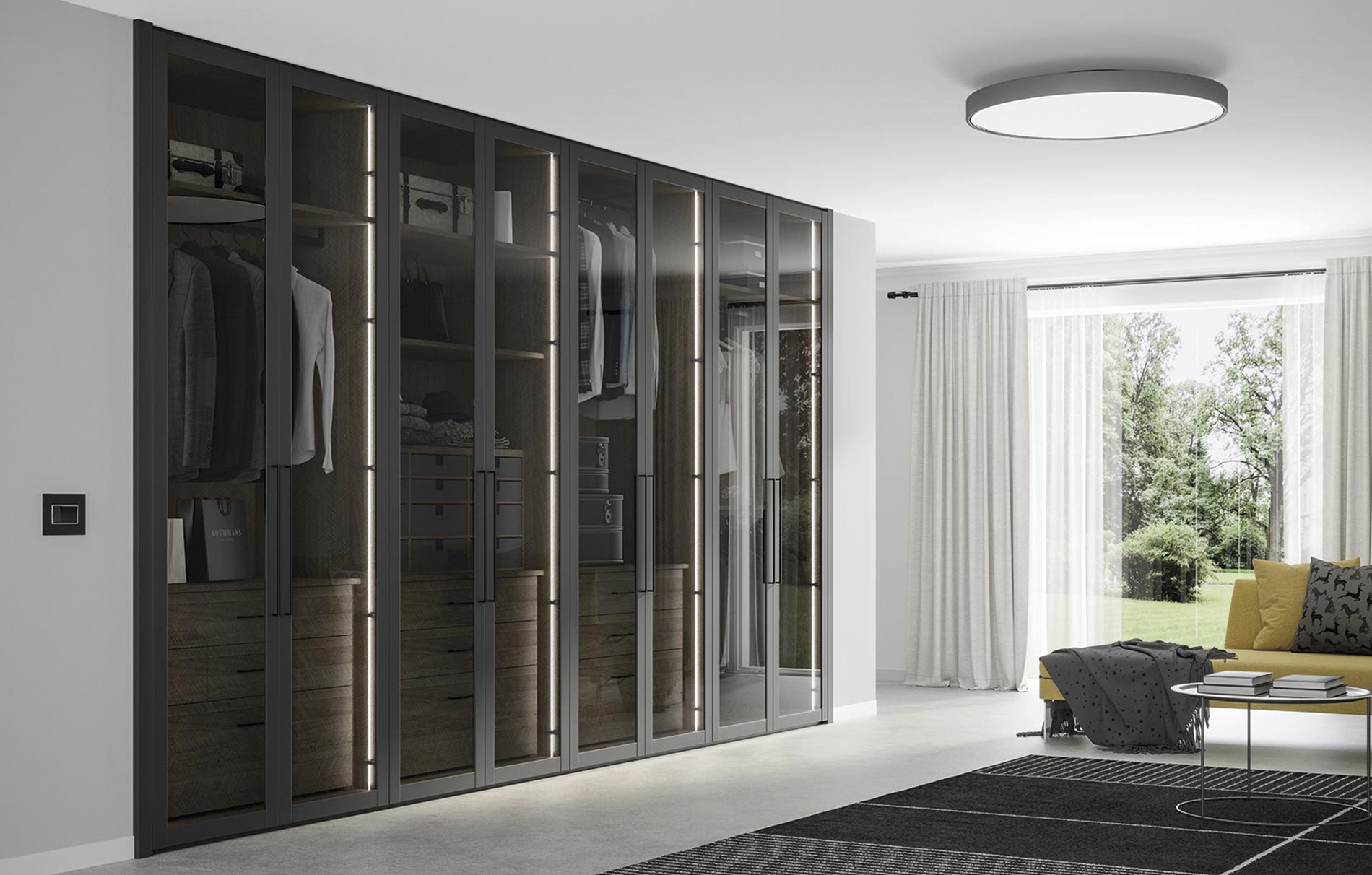 CRONOS Ocho Puertas Armario A Medida con Puertas Abatibles de Cristal